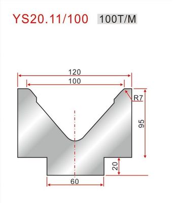 YS20.11/100 CNC Hydraulic Custom Brake Dies 88 Degree Single V Die
