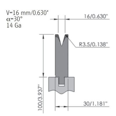 42CrMo 30 Degree Press Brake Dies CNC Single V Bottom Mold